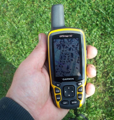 Garmin GPSmap 62 im Einsatz. Hier die Kartendarstellung Topo Deutschland Sd auf 80m skaliert.