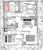 Sie schauen von der Eingangstr ins 2. Schlafzimmer